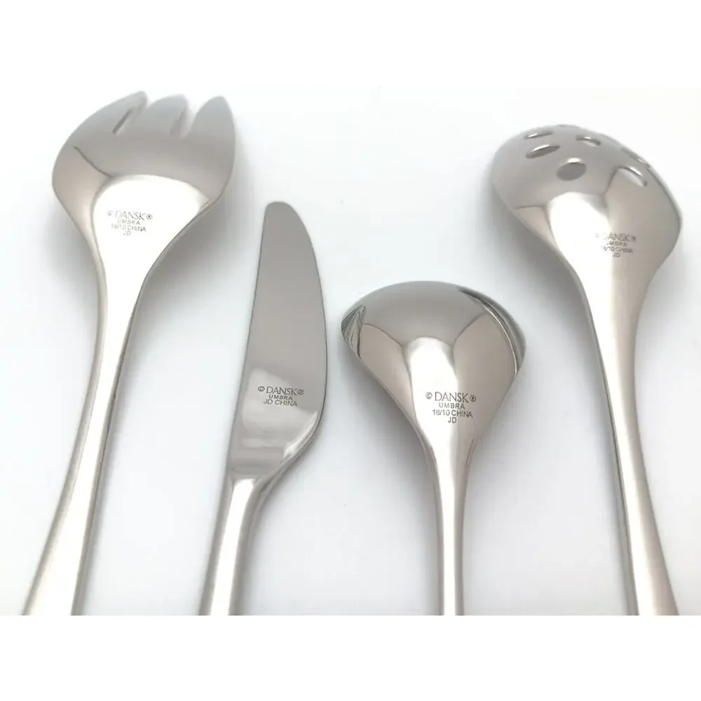 Dansk Umbra 4 Piece Server Hostess Set 18/10 Stainless Glossy Flatware China